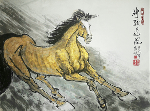 张焯作品 《神骏追风》规格：69cmX50cm